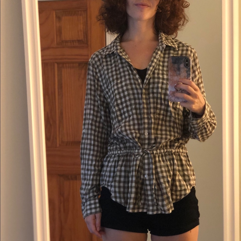 Button Down Flannel with Cinched Waist